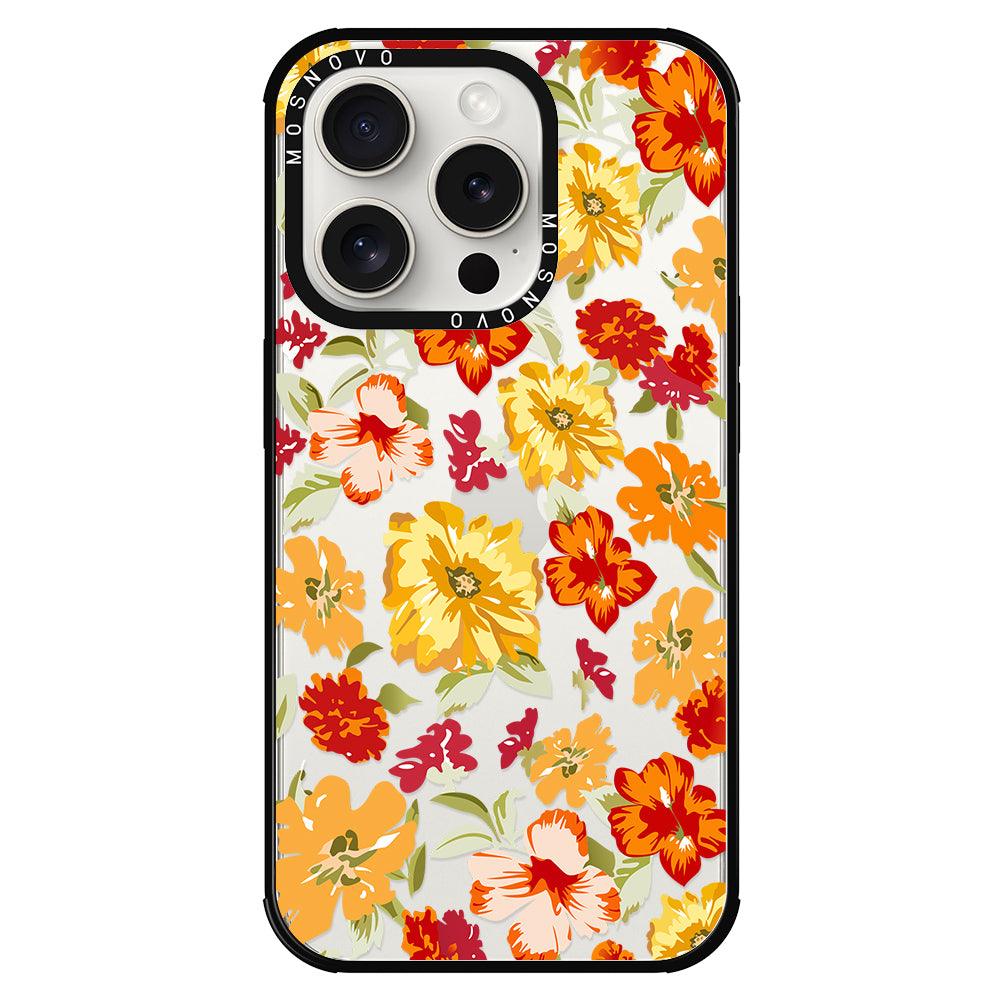 70s Boho Yellow Flower Phone Case - iPhone 15 Pro Case - MOSNOVO