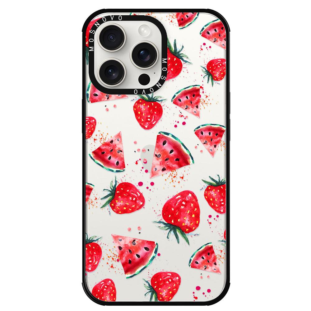 Watermelon and Strawberry Phone Case - iPhone 15 Pro Max Case - MOSNOVO