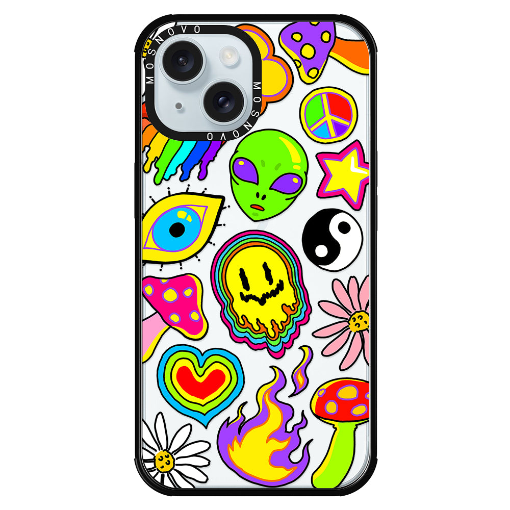 Hippie Rainbow Face Love Phone Case - iPhone 15 Plus Case - MOSNOVO