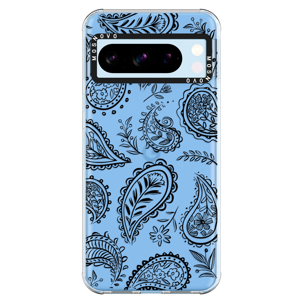 Black Paisley Phone Case - Google Pixel 8 Pro Case - MOSNOVO