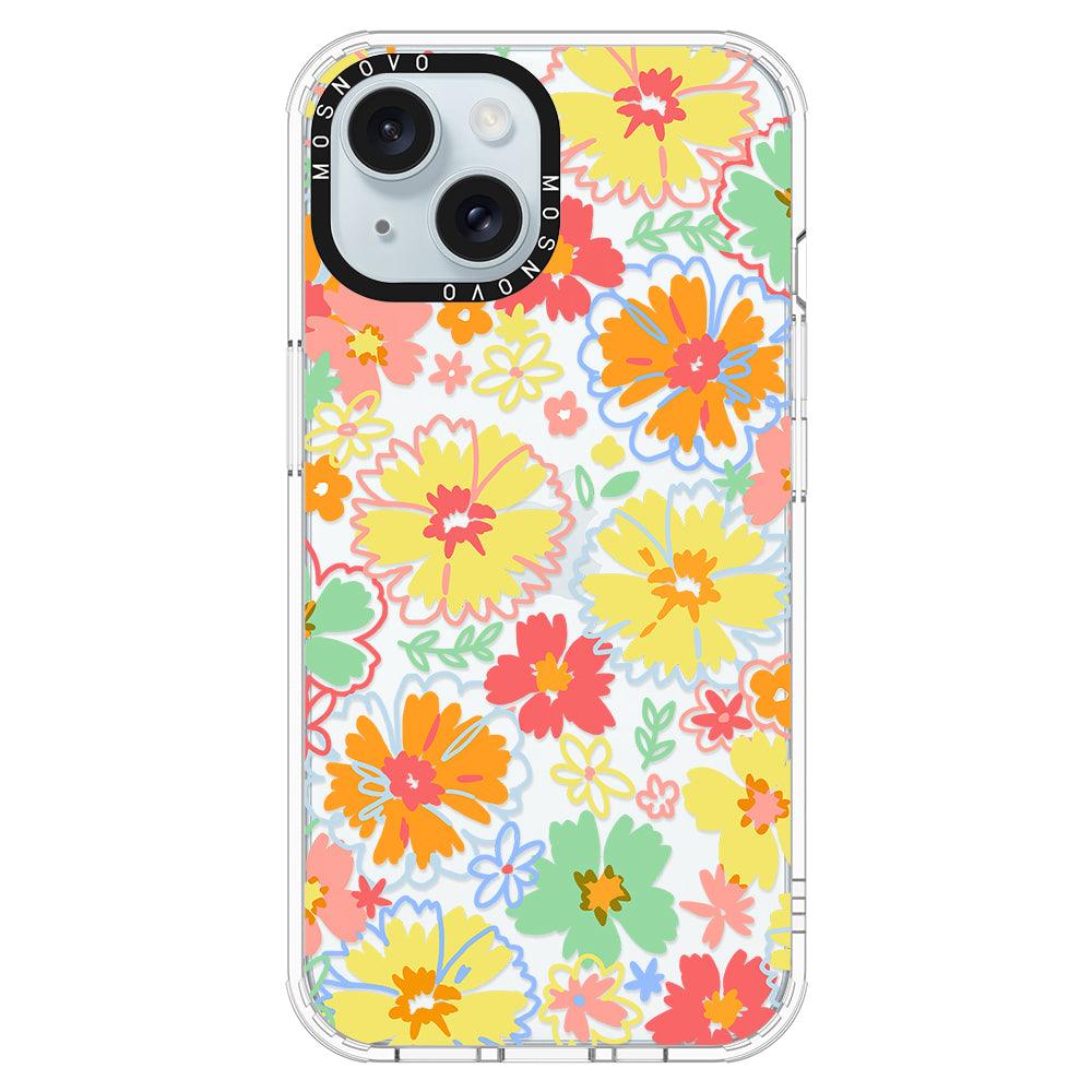 Retro Boho Hippie Flowers Phone Case - iPhone 15 Case Clear