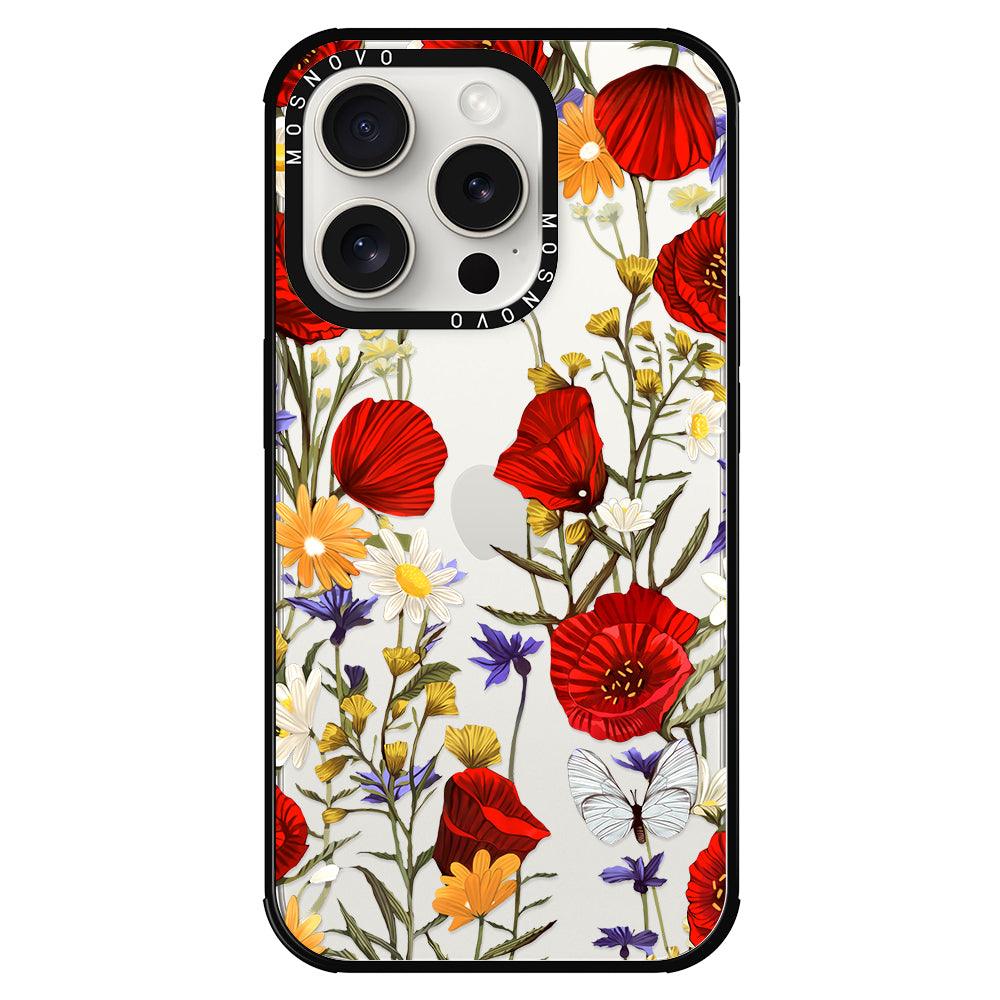 Poppy Floral Phone Case - iPhone 15 Pro Case - MOSNOVO