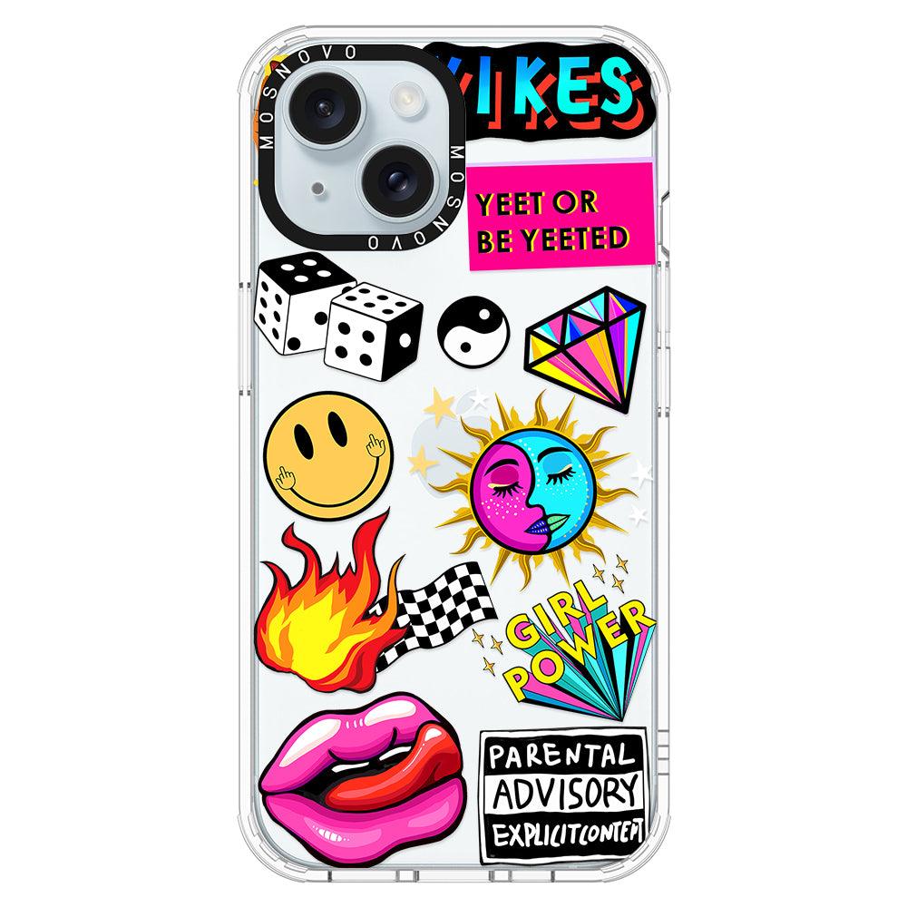 Funky Stickers Phone Case - iPhone 15 Case - MOSNOVO