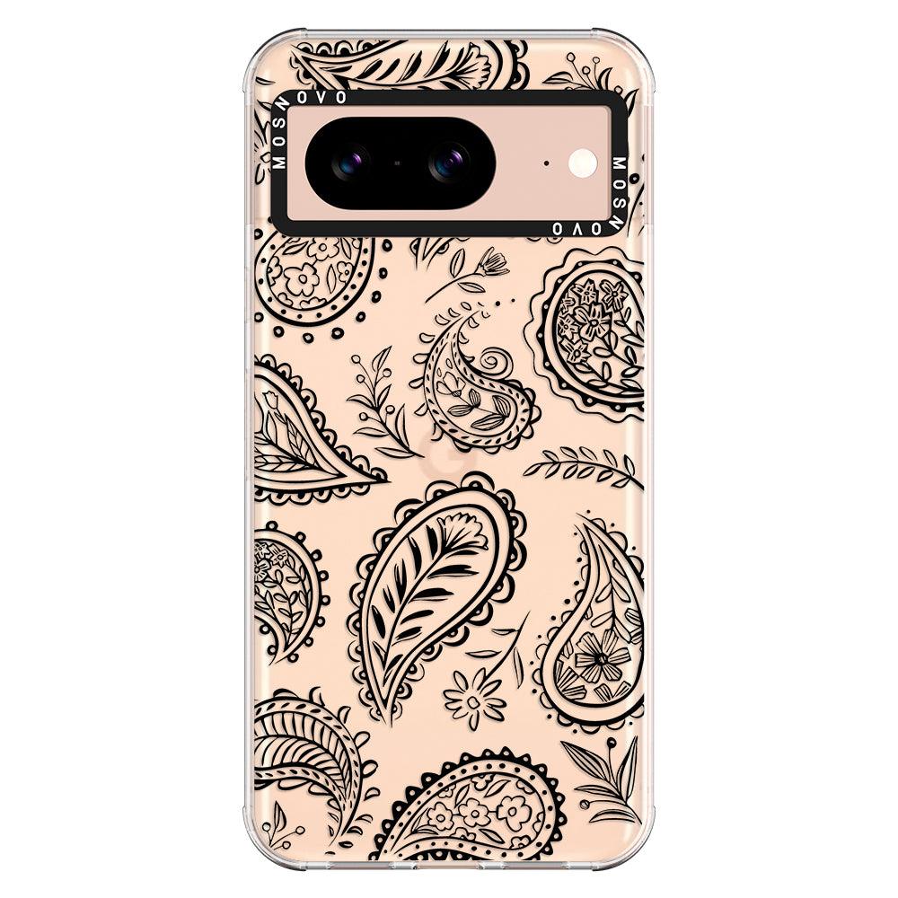 Black Paisley Phone Case - Google Pixel 8 Case - MOSNOVO