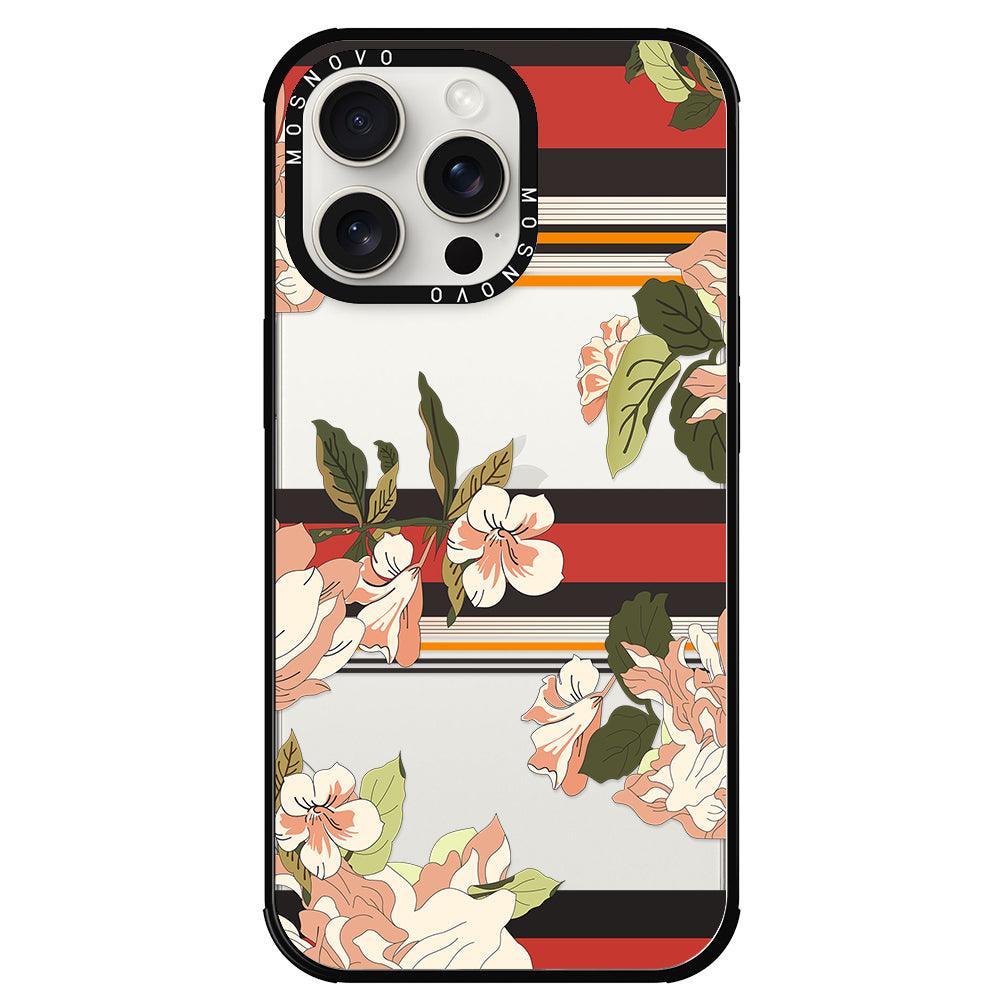 Classic Stripe Floral Phone Case - iPhone 15 Pro Max Case - MOSNOVO