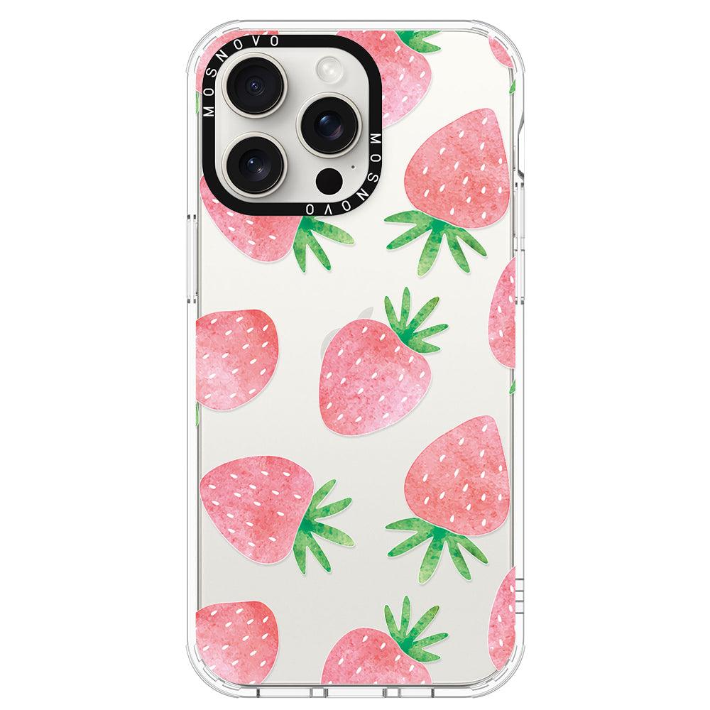 Pastel Strawberry Phone Case - iPhone 15 Pro Max Case - MOSNOVO