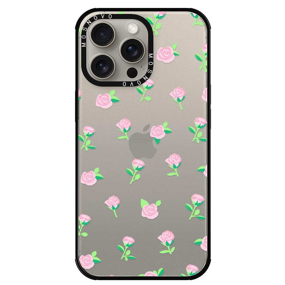 Pink Rose Floral Phone Case - iPhone 15 Pro Max Case - MOSNOVO