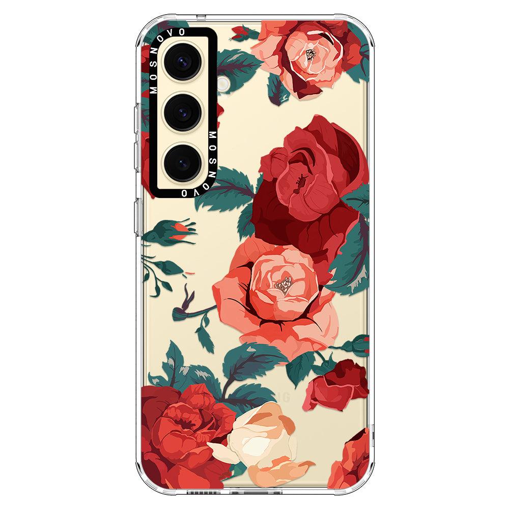 Vintage Red Rose Phone Case - Samsung Galaxy S24 Plus Case - MOSNOVO