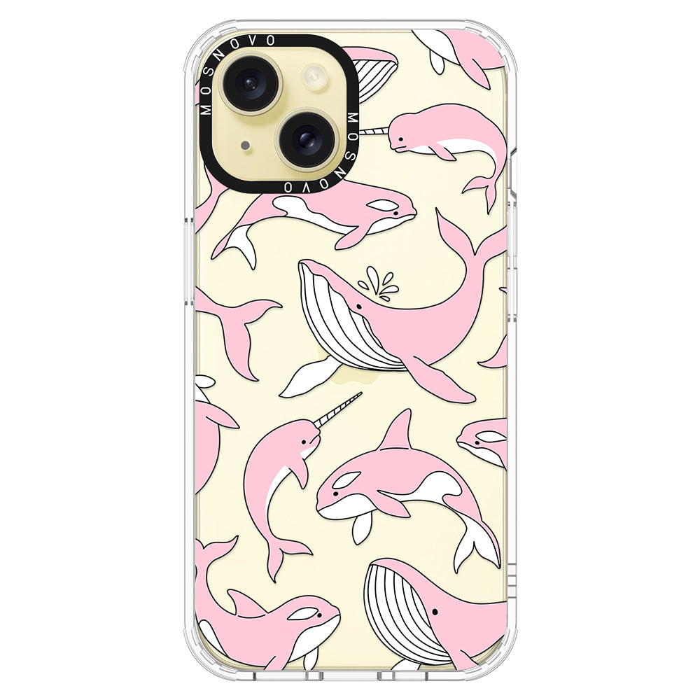 Pink Whales Phone Case - iPhone 15 Case Clear