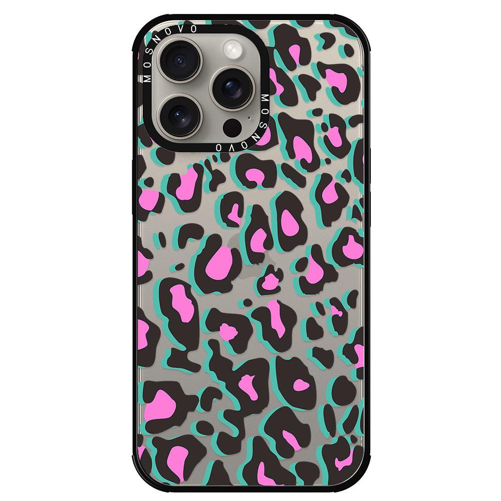 Hot Pink Leopard Print Phone Case - iPhone 15 Pro Max Case - MOSNOVO