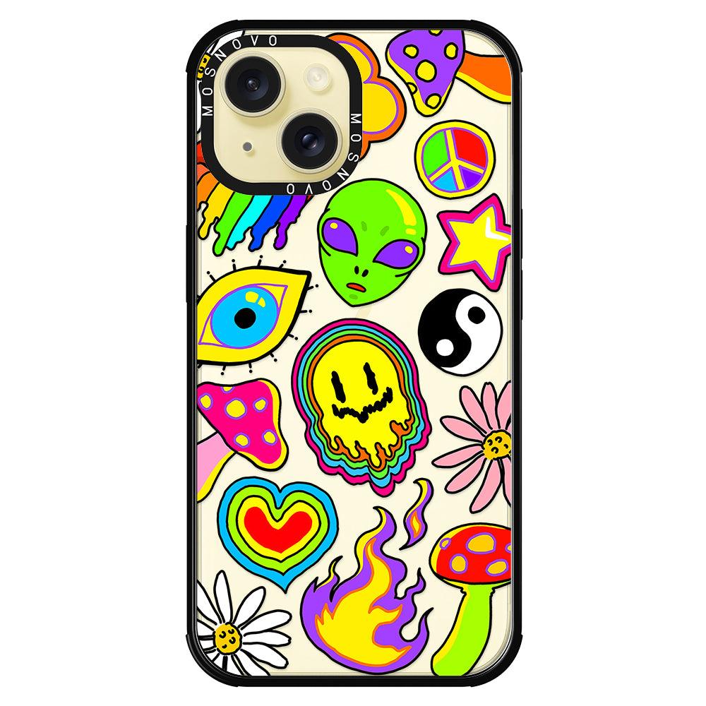 Hippie Rainbow Face Love Phone Case - iPhone 15 Case - MOSNOVO