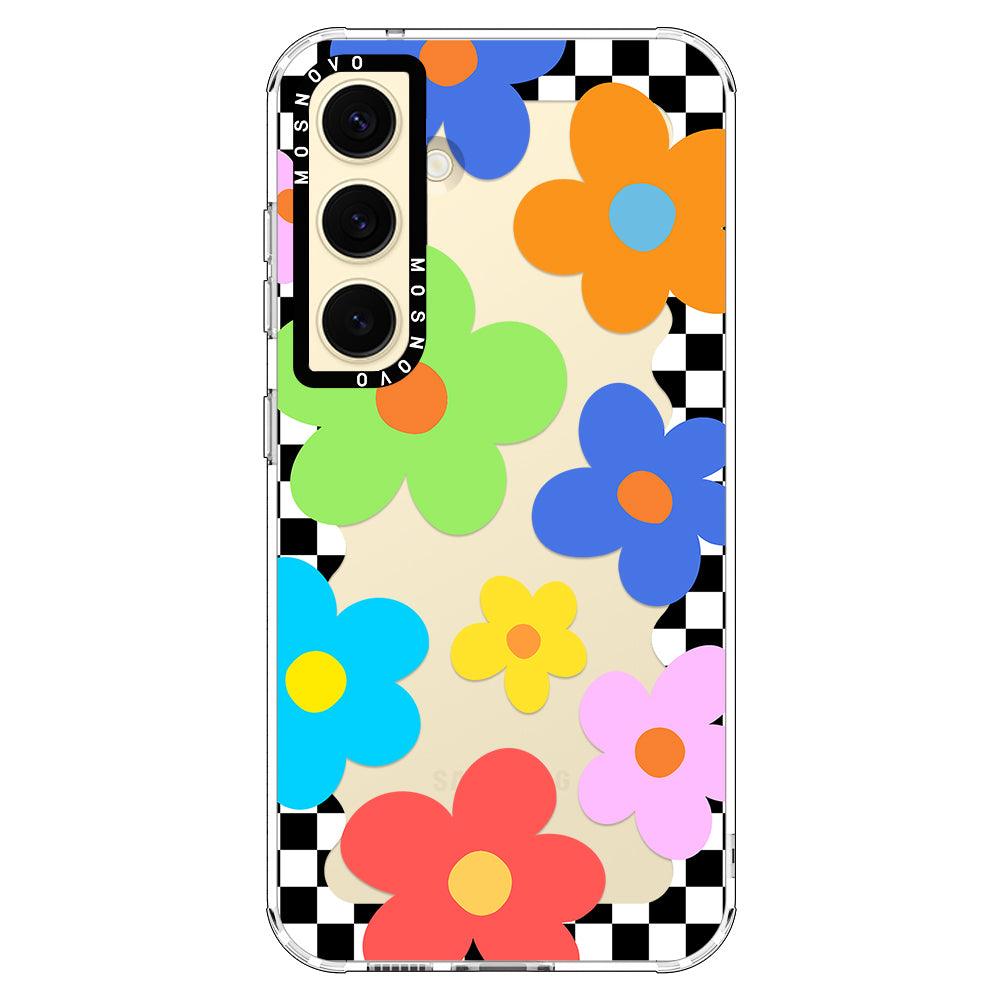 60's Checkered Floral Phone Case - Samsung Galaxy S24 Plus Case