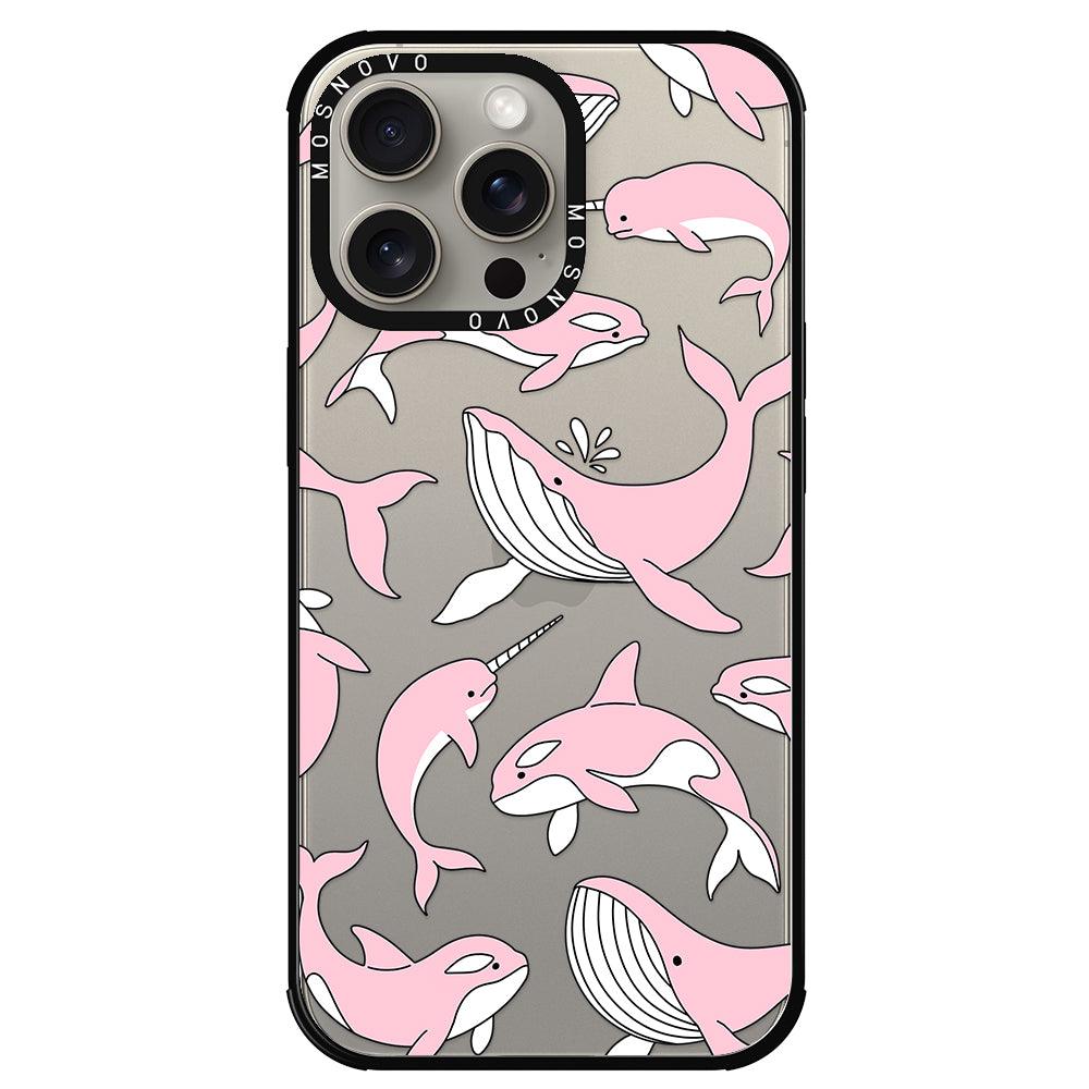 Pink Whales Phone Case - iPhone 15 Pro Max Case - MOSNOVO