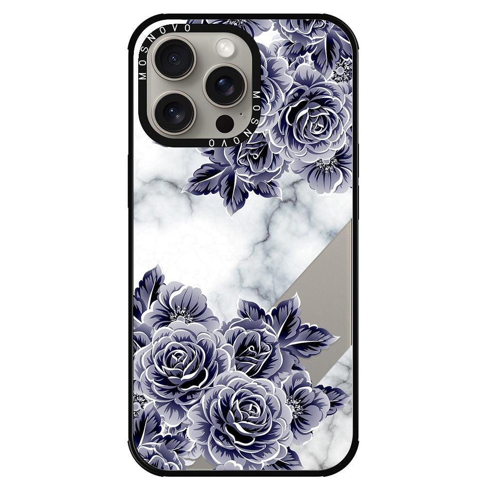 Marble with Purple Flowers Phone Case - iPhone 15 Pro Max Case - MOSNOVO