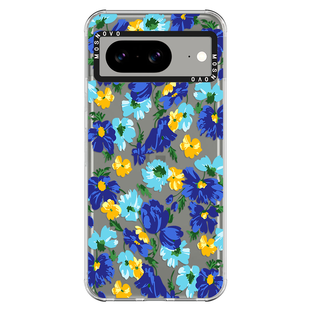 Vintage Blue Floral Phone Case - Google Pixel 8 Case - MOSNOVO