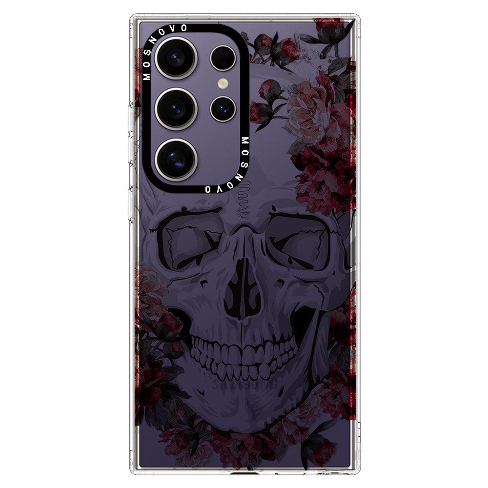 Red Flower Skull Phone Case - Samsung Galaxy S24 Ultra Case - MOSNOVO