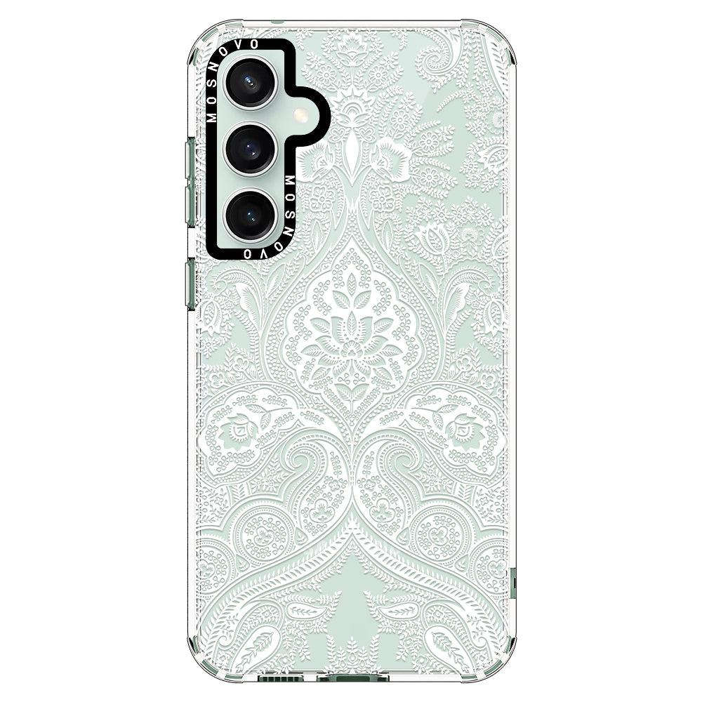 White Damask Phone Case - Samsung Galaxy S23 FE Case