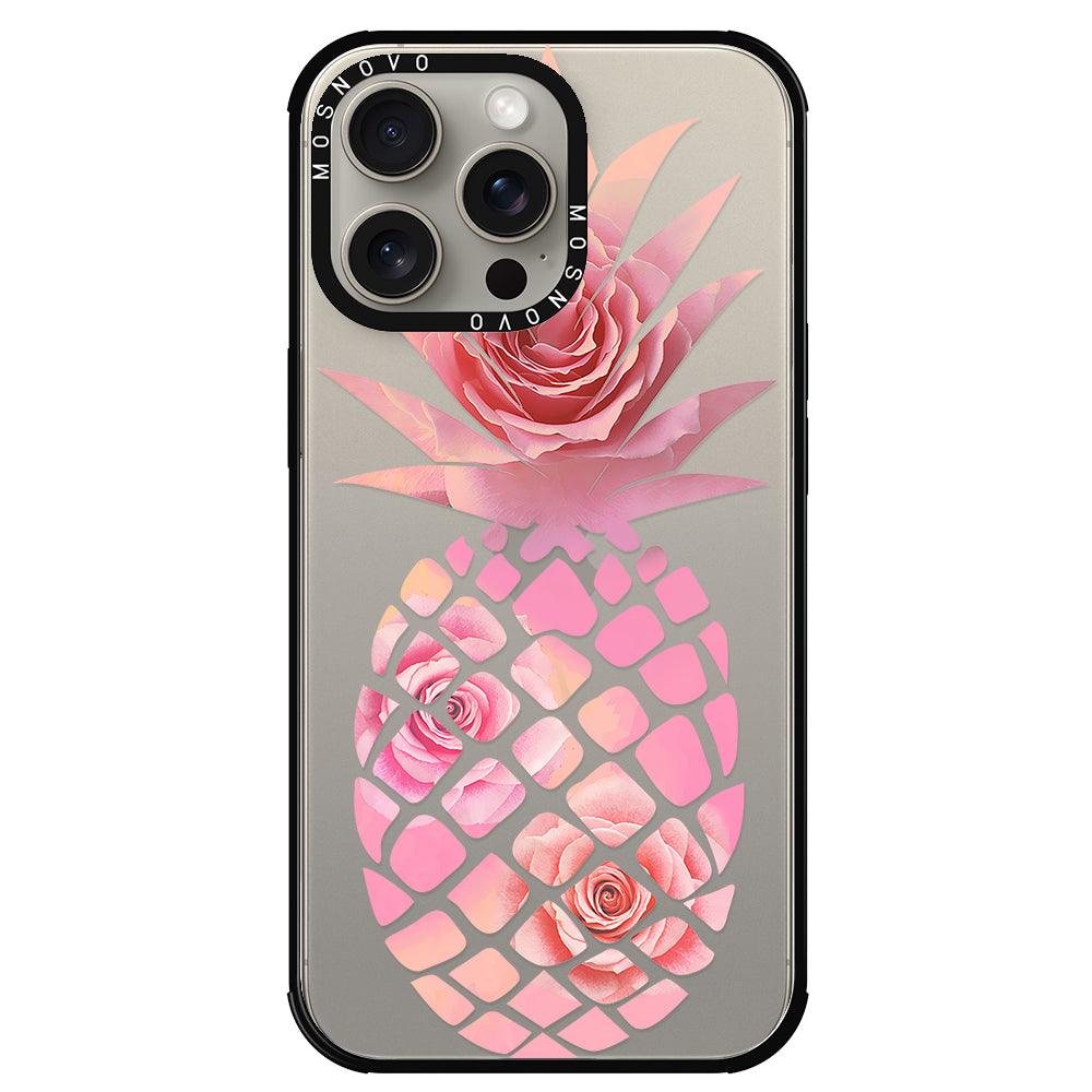 Pink Floral Pineapple Phone Case - iPhone 15 Pro Max Case - MOSNOVO