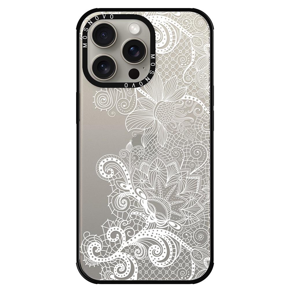 Lacy White Flower Phone Case - iPhone 15 Pro Max Case - MOSNOVO