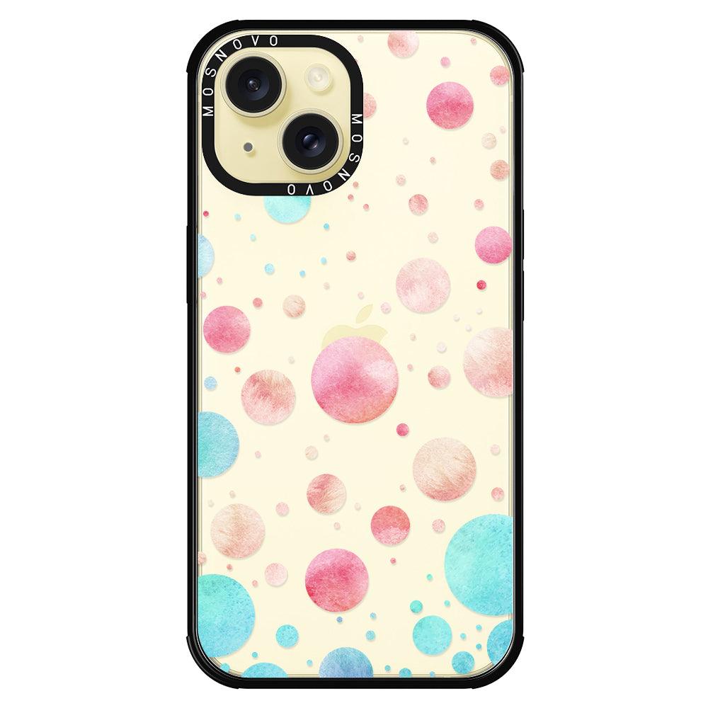 Watercolor Polka Dot Phone Case - iPhone 15 Case Black