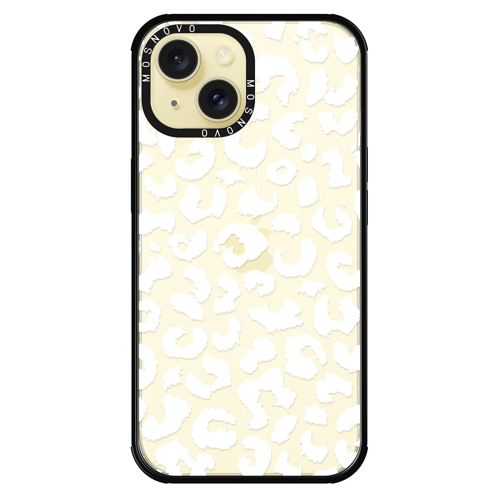 White Leopard Phone Case - iPhone 15 Plus Case - MOSNOVO