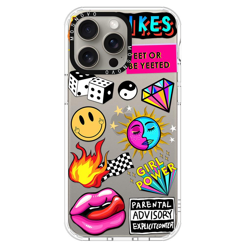 Funky Stickers Phone Case - iPhone 15 Pro Max Case - MOSNOVO