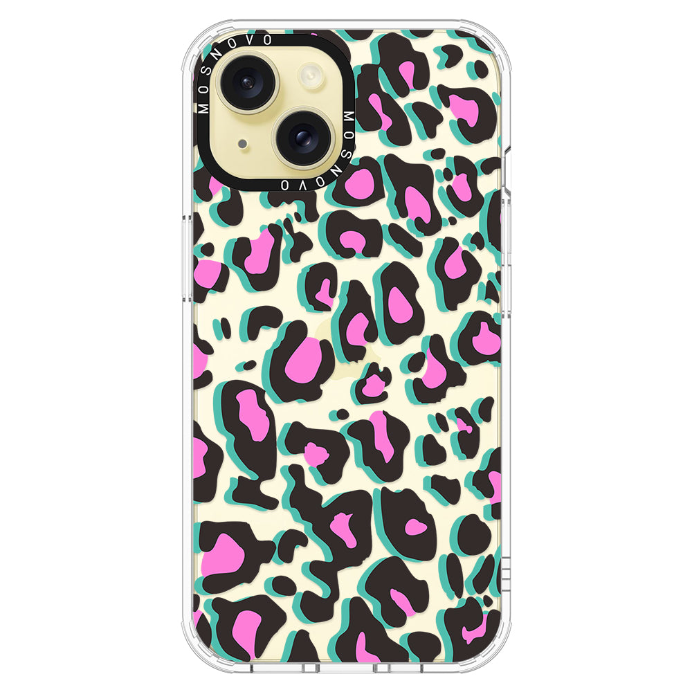 Hot Pink Leopard Print Phone Case - iPhone 15 Plus Case - MOSNOVO