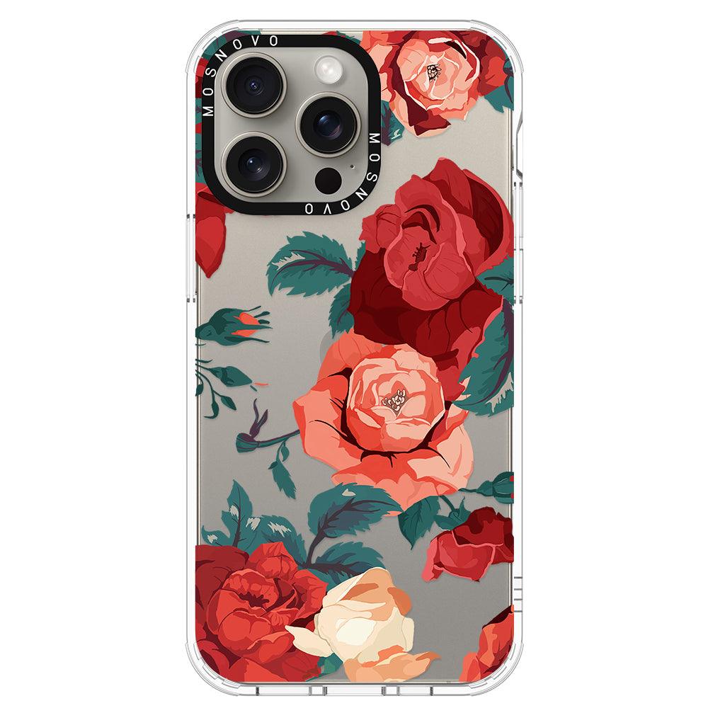 Vintage Red Rose Phone Case - iPhone 15 Pro Max Case - MOSNOVO