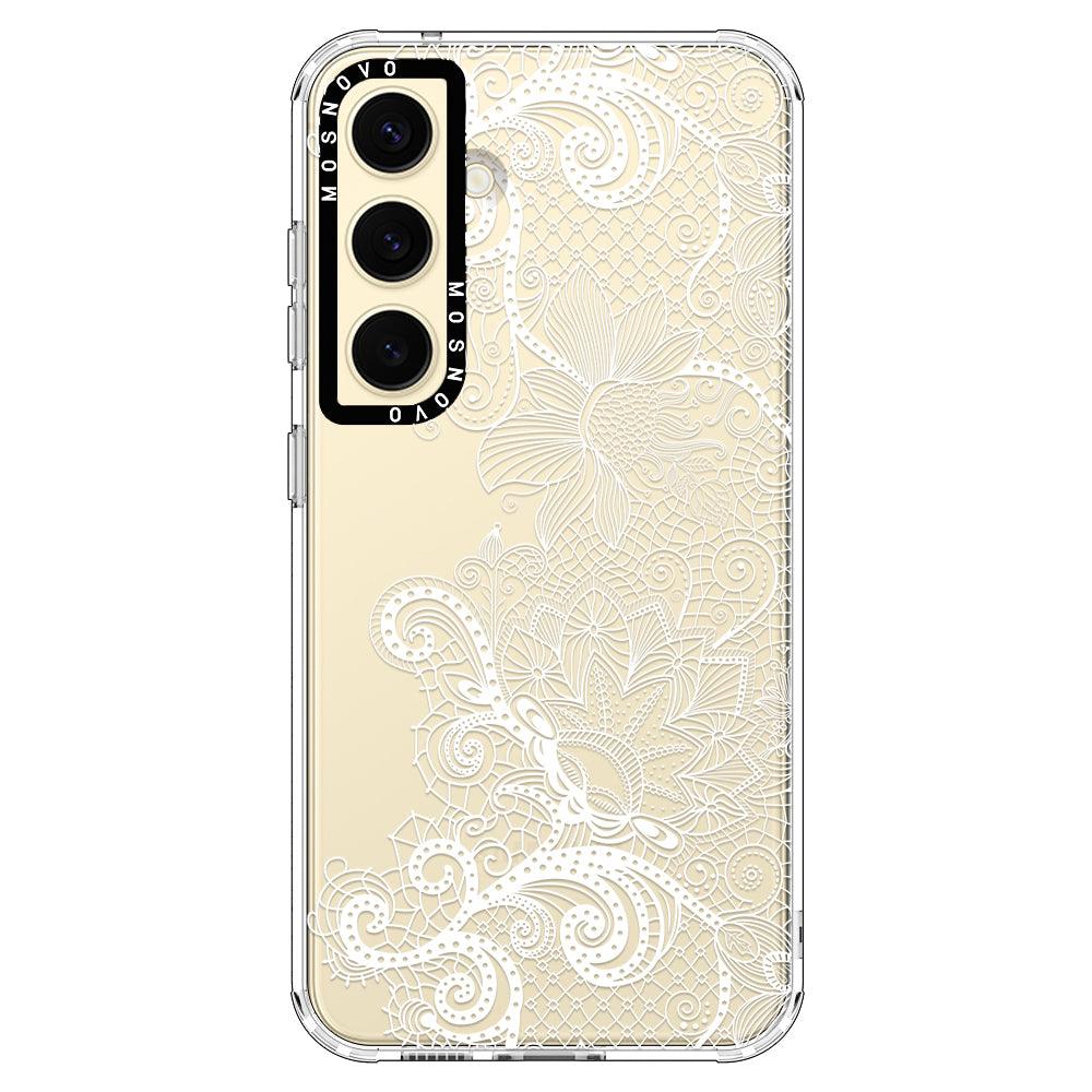 Lace White Flower Phone Case - Samsung Galaxy S24 Plus Case - MOSNOVO