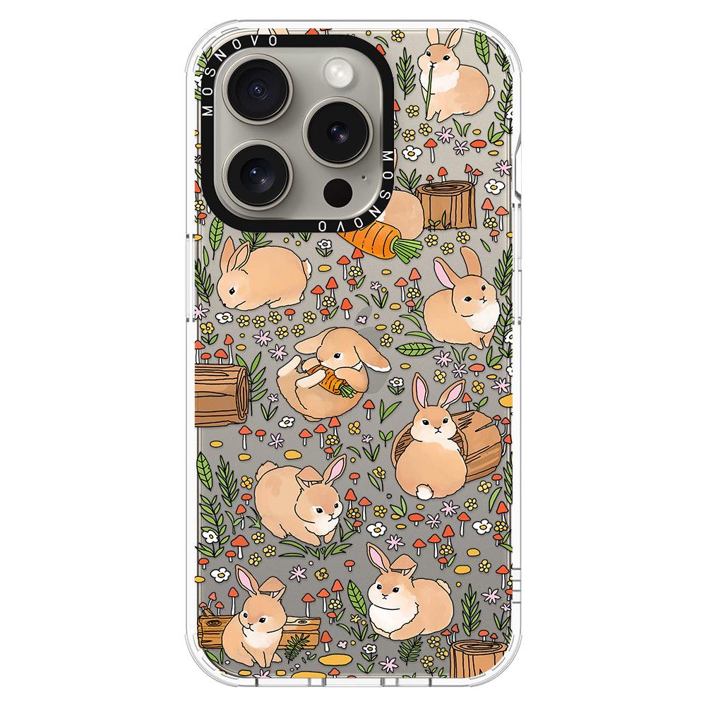 Cute Bunny Garden Phone Case - iPhone 15 Pro Case - MOSNOVO