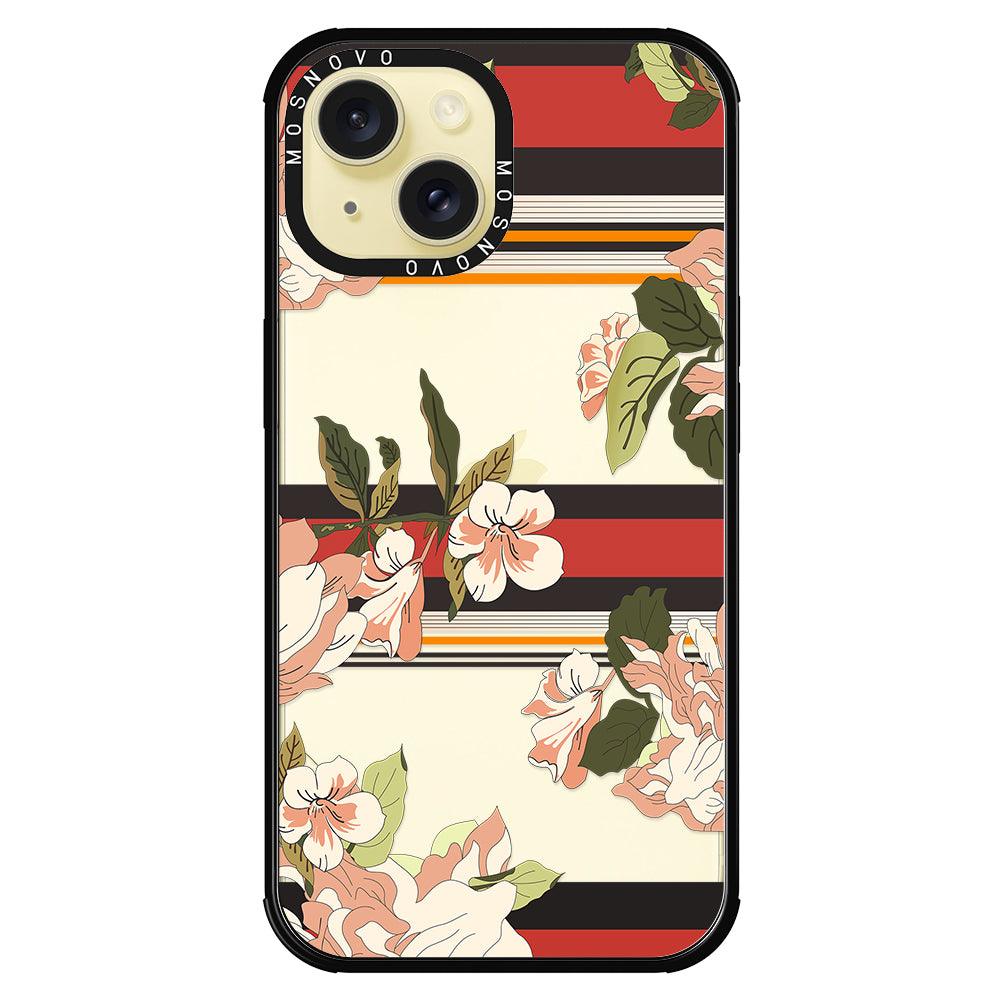 Classic Stripe Floral Phone Case - iPhone 15 Case - MOSNOVO