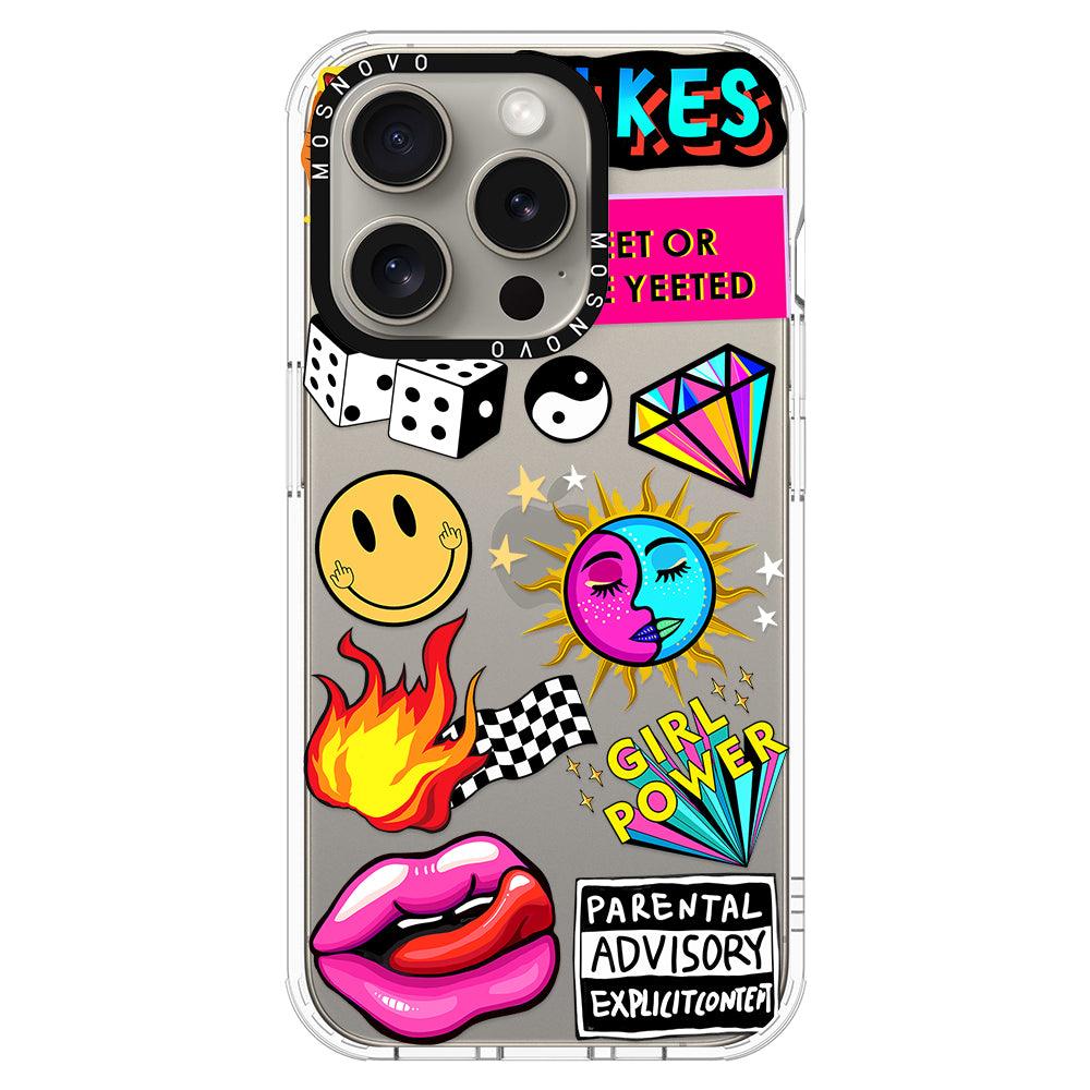 Funky Stickers Phone Case - iPhone 15 Pro Case - MOSNOVO