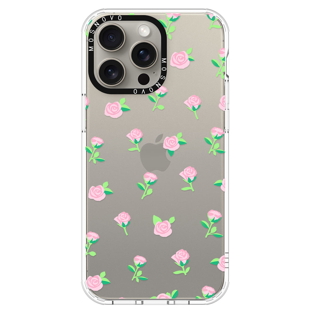 Pink Rose Floral Phone Case - iPhone 15 Pro Max Case - MOSNOVO