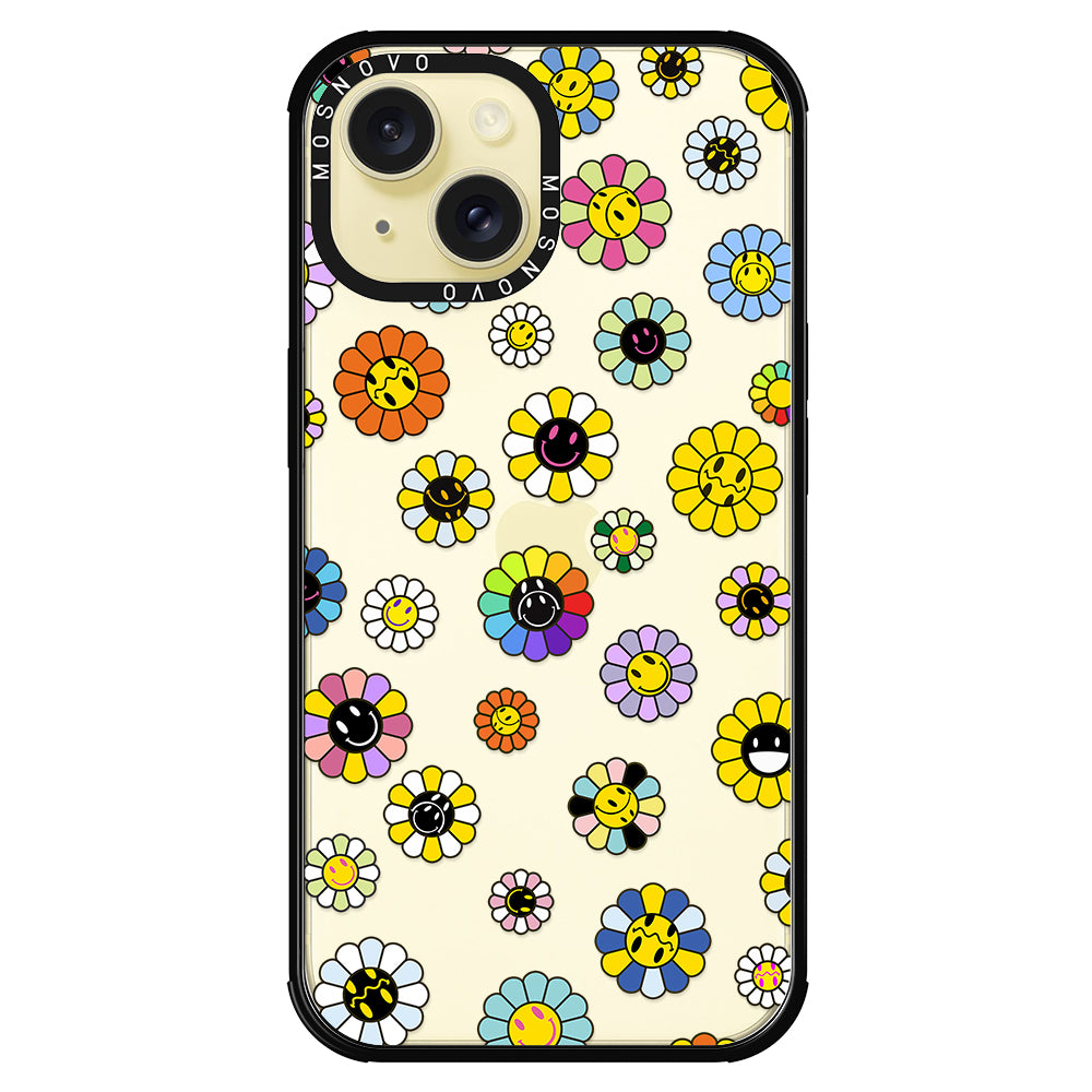 Flower Smiley Face Phone Case - iPhone 15 Case - MOSNOVO