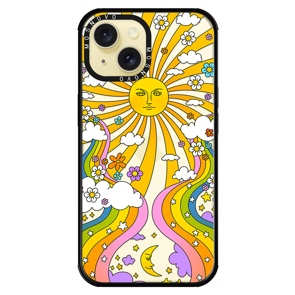 Rainbow Sun and Moon Phone Case - iPhone 15 Plus Case - MOSNOVO