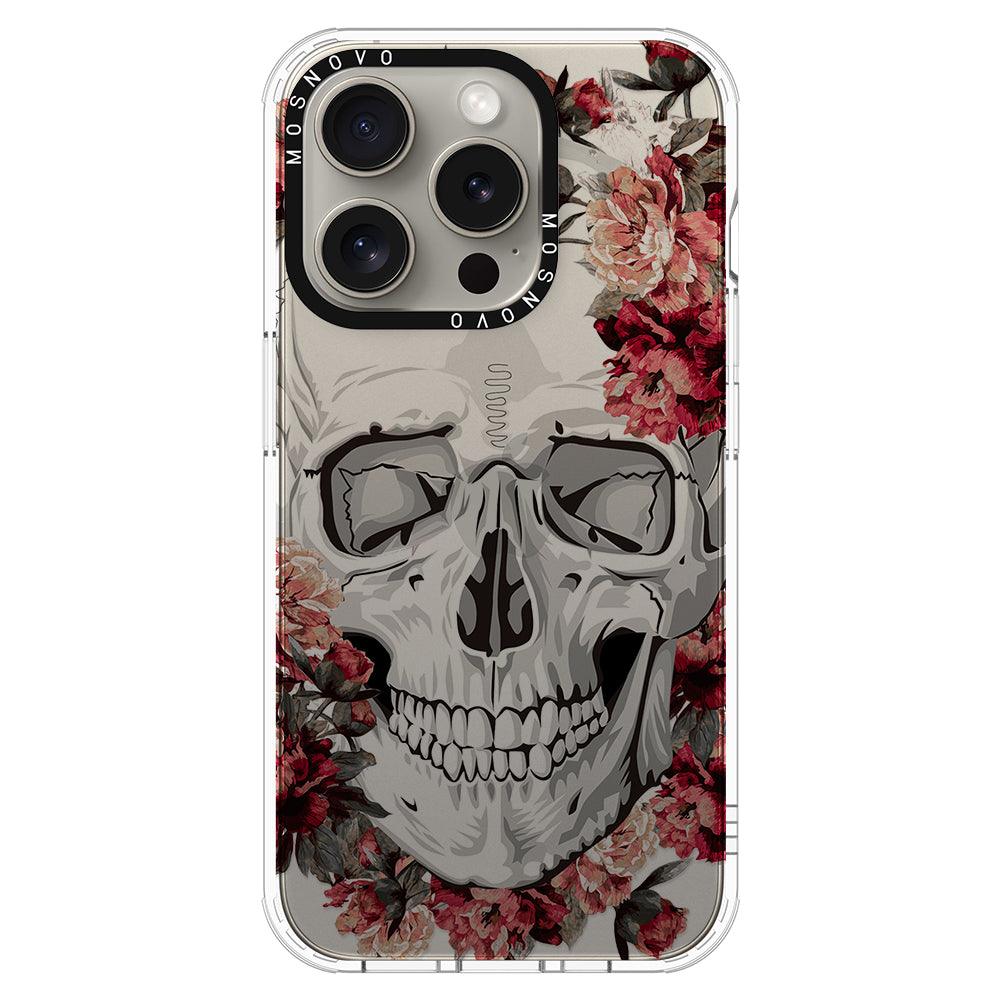 Red Flower Skull Phone Case - iPhone 15 Pro Case - MOSNOVO