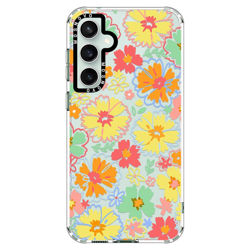 Retro Boho Hippie Flowers Phone Case - Samsung Galaxy S23 FE Case