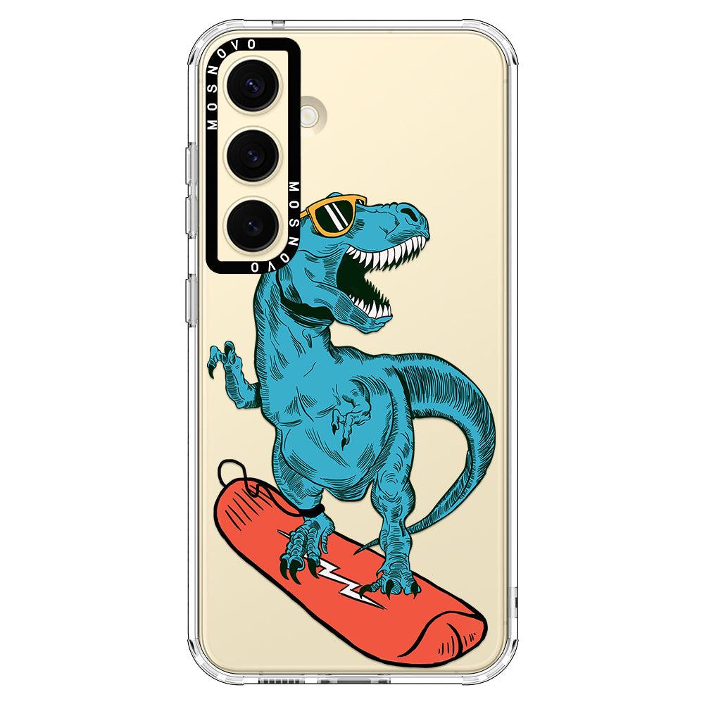 Surfing Dinosaur Phone Case - Samsung Galaxy S24 Plus Case - MOSNOVO