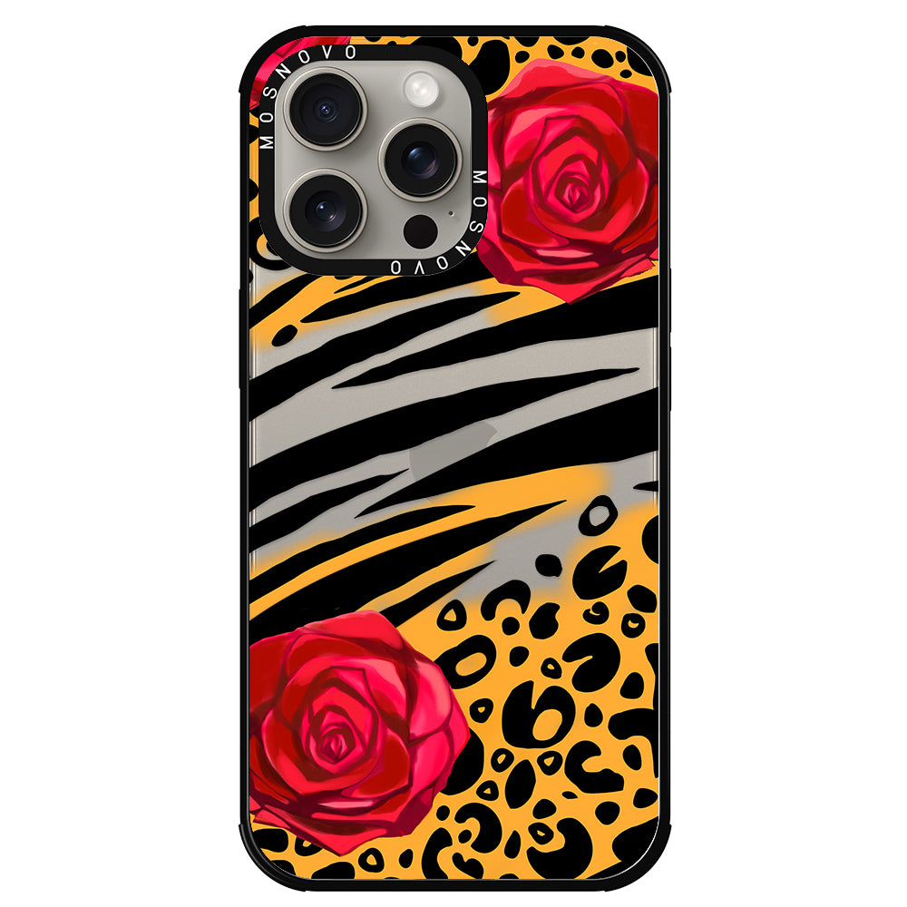 Wild Floral Leopard Phone Case - iPhone 15 Pro Max Case - MOSNOVO