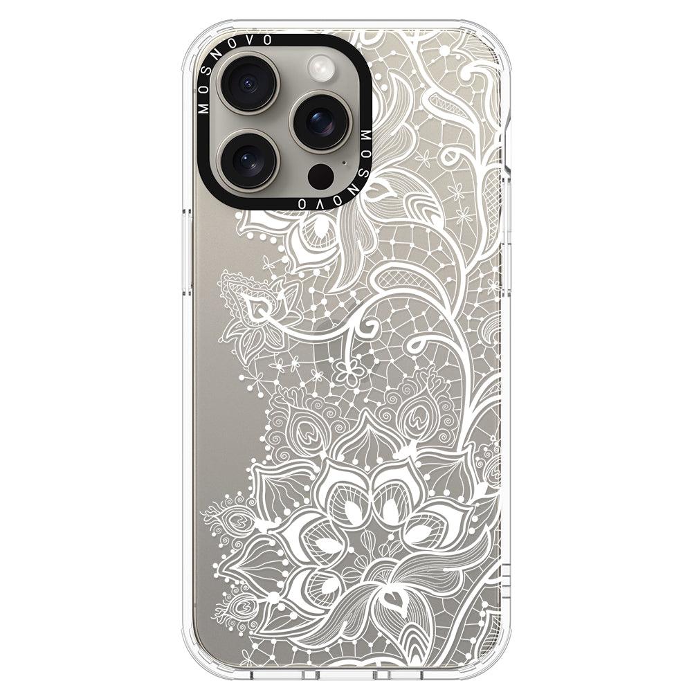 White Lotus Henna Phone Case - iPhone 15 Pro Max Case - MOSNOVO