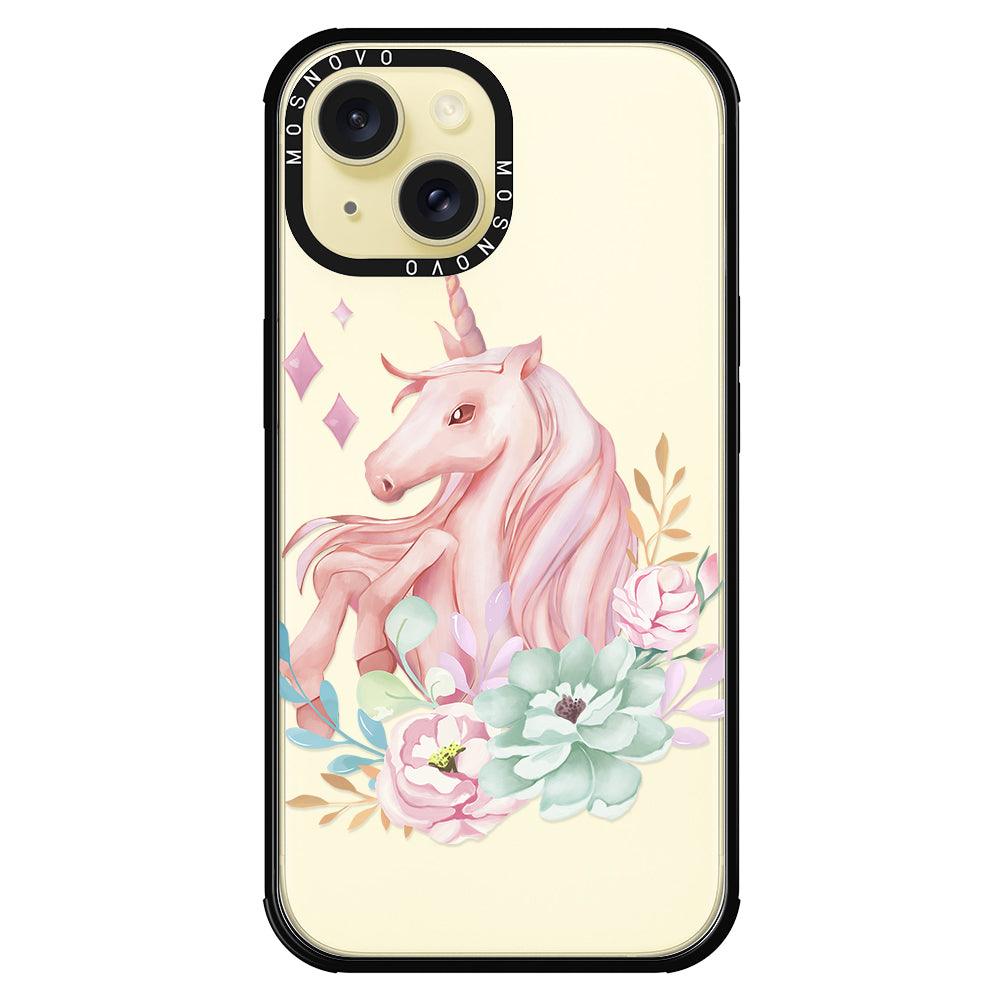 Elegant Flowers Unicorn Phone Case - iPhone 15 Plus Case - MOSNOVO