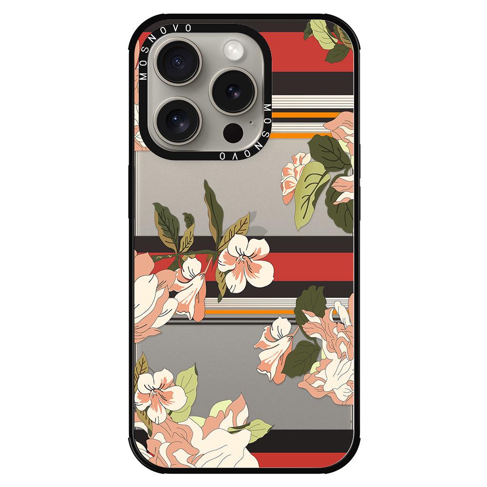 Classic Stripe Floral Phone Case - iPhone 15 Pro Case - MOSNOVO