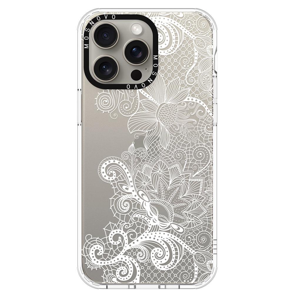 Lacy White Flower Phone Case - iPhone 15 Pro Max Case - MOSNOVO