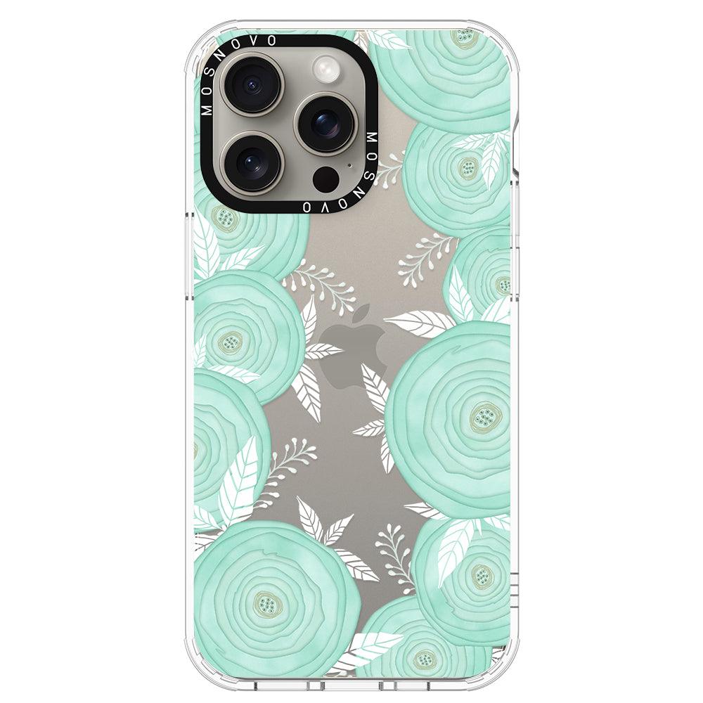 Mint Flower Phone Case - iPhone 15 Pro Max Case - MOSNOVO