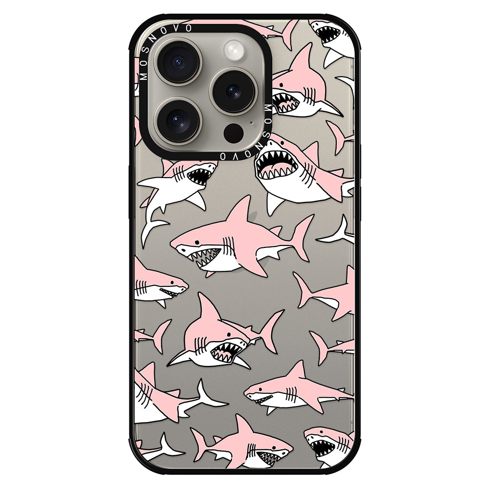 Pink Shark Phone Case - iPhone 15 Pro Case - MOSNOVO