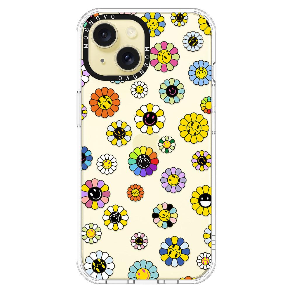 Flower Smiley Face Phone Case - iPhone 15 Plus Case - MOSNOVO