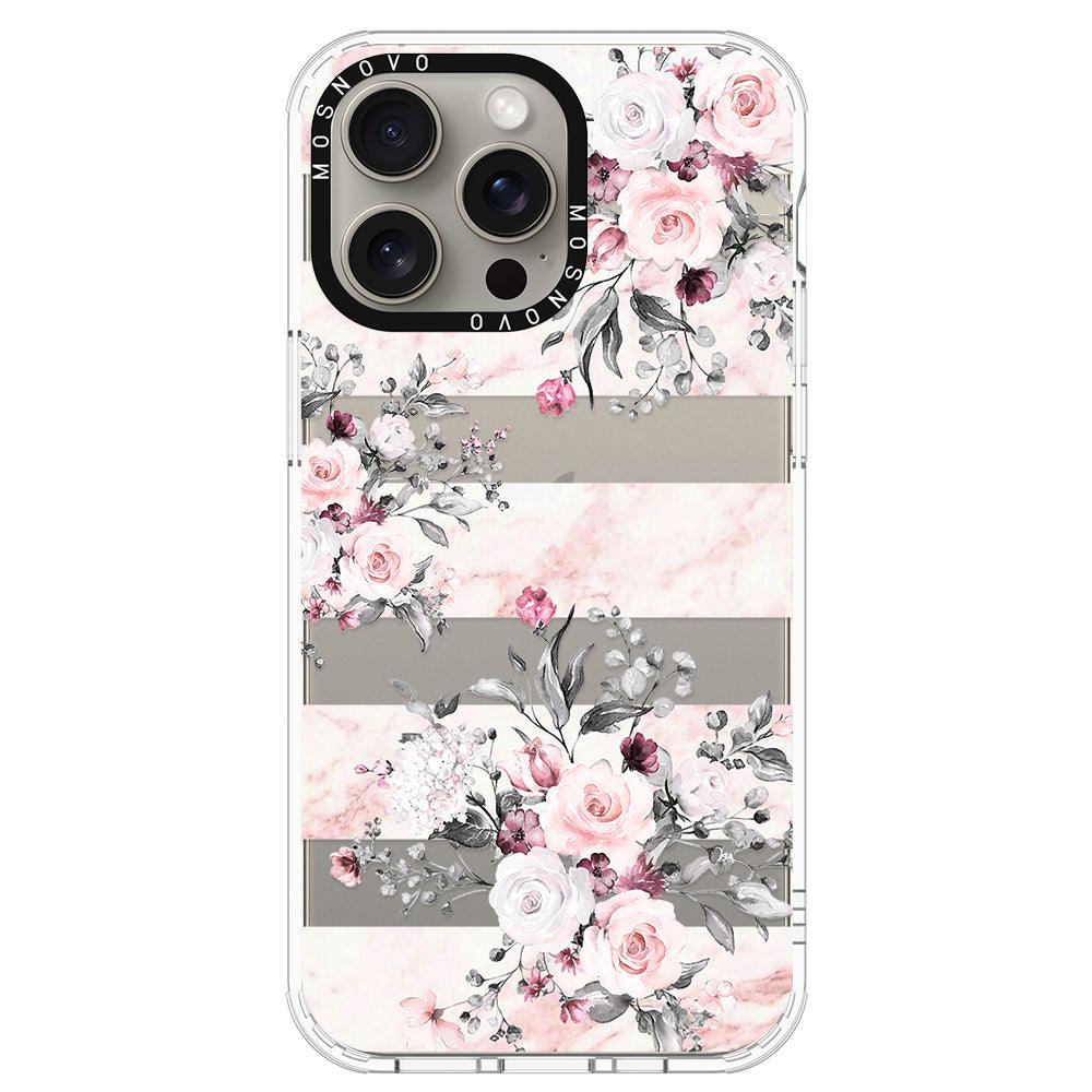 Pink Marble Flowers Phone Case - iPhone 15 Pro Max Case - MOSNOVO