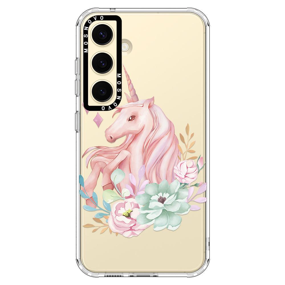 Pastel Flower Unicorn Phone Case - Samsung Galaxy S24 Plus Case - MOSNOVO