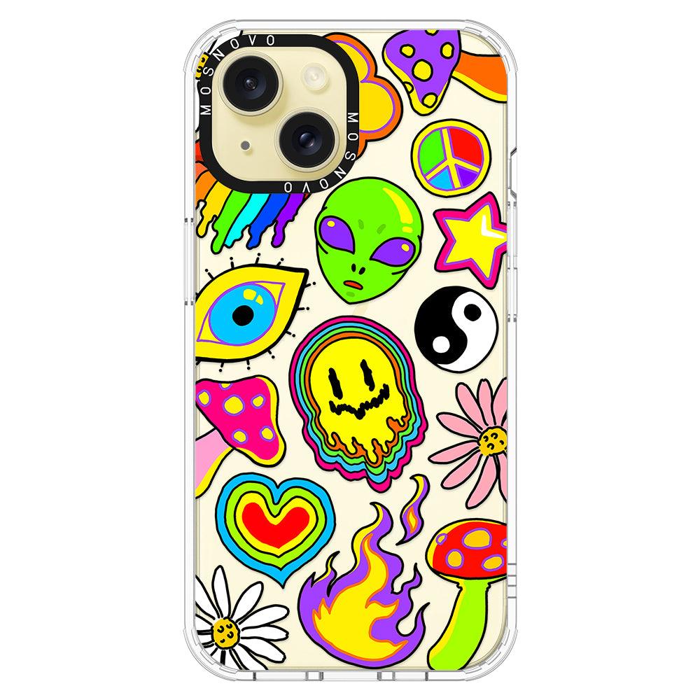 Hippie Rainbow Face Love Phone Case - iPhone 15 Case - MOSNOVO