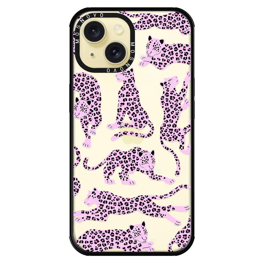 Pink Leopard Phone Case - iPhone 15 Case - MOSNOVO